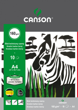 Blok techniczny czarny A4 160g.10ark zebra CANSON 400075233