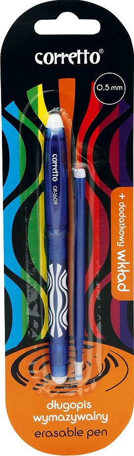 Długopis wymazywalny CORRETTO GR-1609 niebieski + wkład na blistrze 160-2160