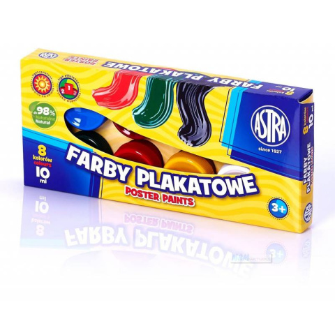 Farby plakatowe Astra 8 kolorów - 10 ml, 83113901