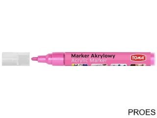 Marker akrylowy, fibrowa końcówka okrągła 2-5mm, różowy metalic TO-402 Toma