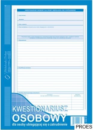 504-A1 Kwestionariusz osobowy dla osoby ubiegającej się o zatrudnienie (offset) Michalczyk (X)