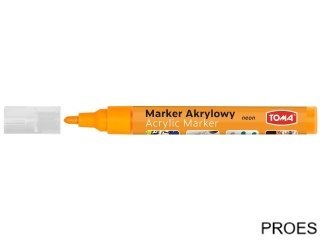Marker akrylowy, fibrowa końcówka okrągła 2-5mm, pomarańczowy neon TO-402 Toma