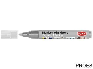 Marker akrylowy, fibrowa końcówka okrągła 2-5mm, srebrny TO-402 Toma