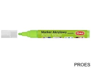 Marker akrylowy, fibrowa końcówka okrągła 2-5mm, zielony jasny metalic TO-402 Toma