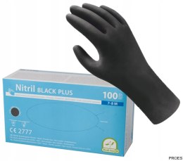 Rękawice medyczne nitrylowe czarne rozmiar L (100szt) 8%VAT