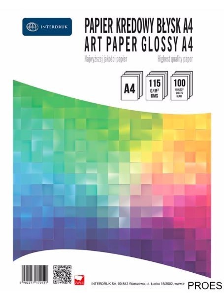 Papier kredowy A4 100ark błysk 115g INTERDRUK