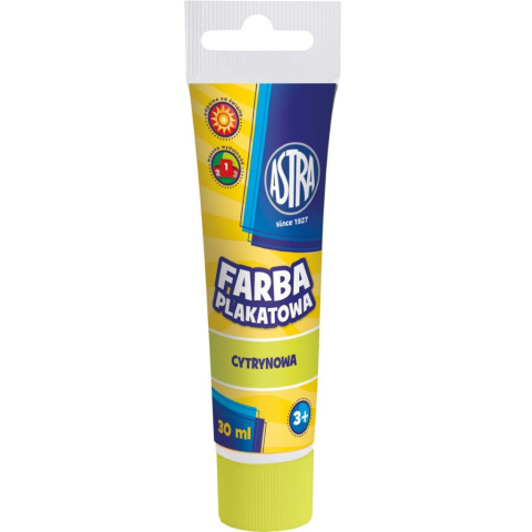 Farba plakatowa Astra tuba 30 ml - cytrynowa, 83110908