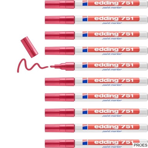 Marker lakierowy 1-2mm 751 czerwony EDDING końcówka okrągła Marker lakierowy 1-2mm 751 czerwony EDDING końcówka okrągła