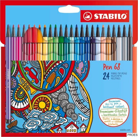 Cienkopis Pen 68 etui kartonowe 24 szt 6824-7 STABILO