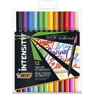 Flamastry dwustronneBIC Intensity Dual Tip Etui 12szt, 989695