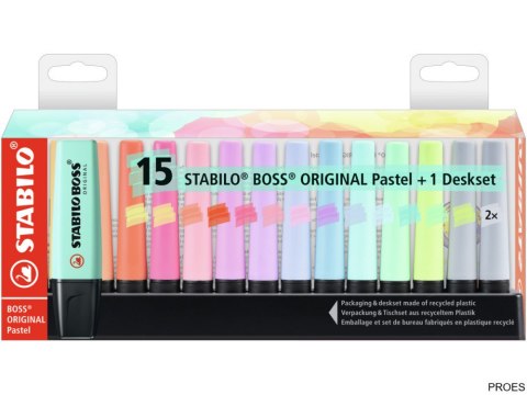 Zakreslacz STABILO BOSS Pastel podstawka 15 szt 7015-02-5