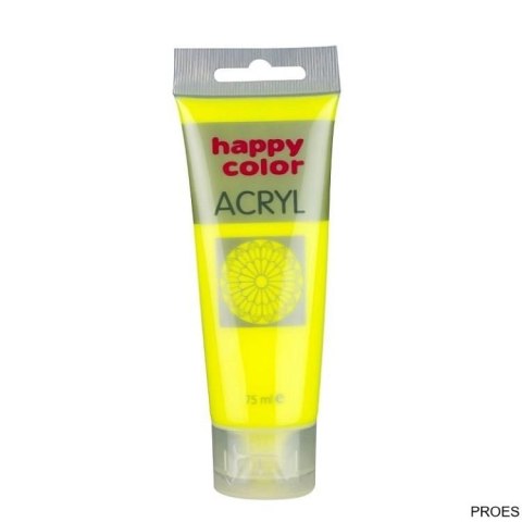 Farba akrylowa 75ml, żółty fluo, Happy Color HA 7370 0075-101