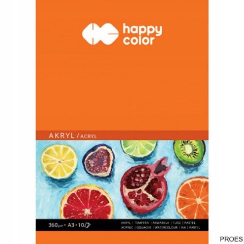 Blok do akrylu, Art., A3, 10 ark, 360g, Happy Color HA 7836 3040-A10