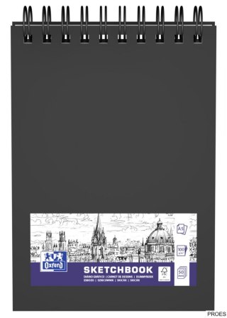 Szkicownik SKETCHBOOK podwójna spirala po krótszym boku A5 40k 225g czarny 400152645 OXFORD