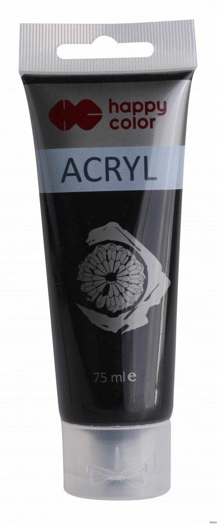 Farba akrylowa 75ml, czarny, Happy Color HA 7370 0075-9 Farba akrylowa 75ml, czarny, Happy Color HA 7370 0075-9
