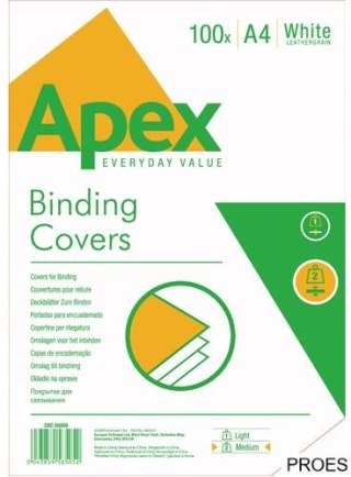 APEX okładki do bindowania A4 (białe, skóropodobne) op. 100szt. 6500901 FELLOWES