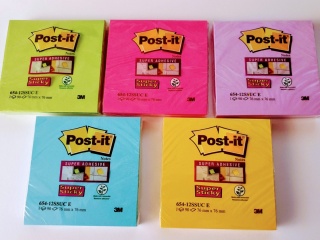 Bloczek samoprzylepny POST-IT Super Sticky (654 -12SSUCE) 76x76mm 1x90 kart. neonowe