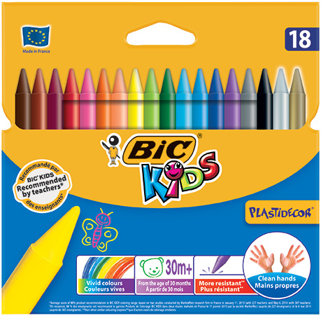 Kredki świecowe BIC Kids Plastidecor 18kol., 8297711