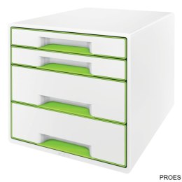 Pojemnik z 4 szufladami Leitz WOW, biały / zielony 52132054