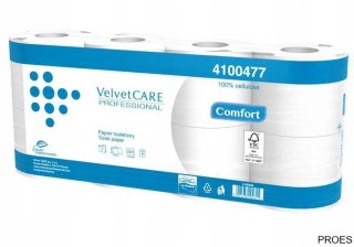 Papier toaletowy celuloza, 2 warstwy, biały, 27,5m - 250 listków (8szt) VELVET PROFESSIONAL Comfort 4100477