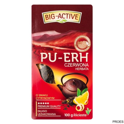 Herbata BIG-ACTIVE PU-ERH czerwona liściasta o smaku cytrynowym 100g