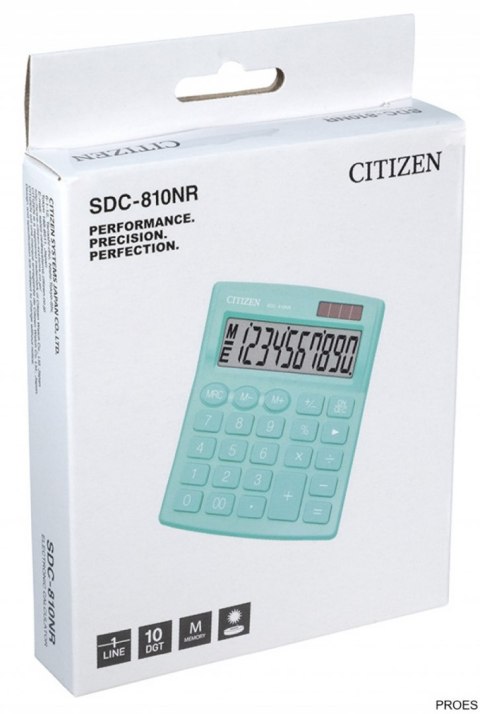 Kalkulator biurowy CITIZEN SDC-810NRGRE, 10-cyfrowy, 127x105mm, zielony