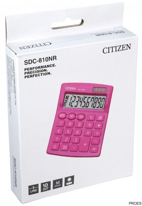 Kalkulator biurowy CITIZEN SDC-810NRPKE, 10-cyfrowy, 127x105mm, różowy Kalkulator biurowy CITIZEN SDC-810NRPKE, 10-cyfrowy, 127x105mm, różowy