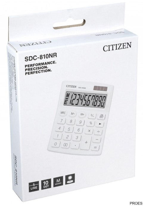 Kalkulator biurowy CITIZEN SDC-810NRWHE, 10-cyfrowy, 127x105mm, biały Kalkulator biurowy CITIZEN SDC-810NRWHE, 10-cyfrowy, 127x105mm, biały