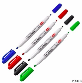 Pisaki 2-stronne do białych tablic TOMA, 2 końcówki cienkie 0,5 i 0,8mm, czarny TO-270 Toma