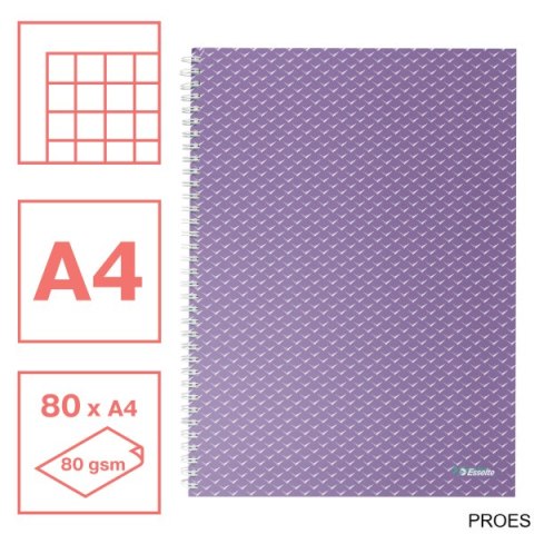 Kołonotatnik ColourBreeze A4, w kratkę, lawendowy Esselte 628479 Kołonotatnik ColourBreeze A4, w kratkę, lawendowy Esselte 628479