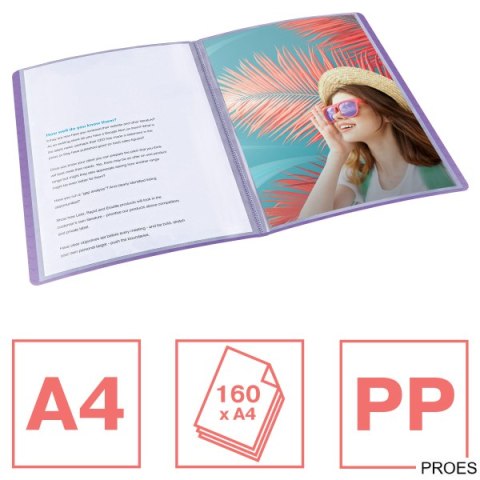 Album ofertowy Esselte ColourBreeze, z 80 koszulkami, lawendowy 628446 Esselte