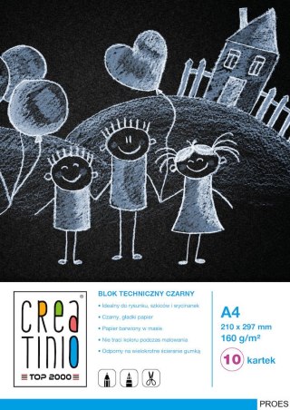 Blok techniczny A4 10k 160g CREATINIO czarny 400079853