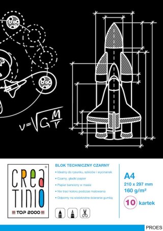 Blok techniczny A4 10k 160g CREATINIO czarny 400079853