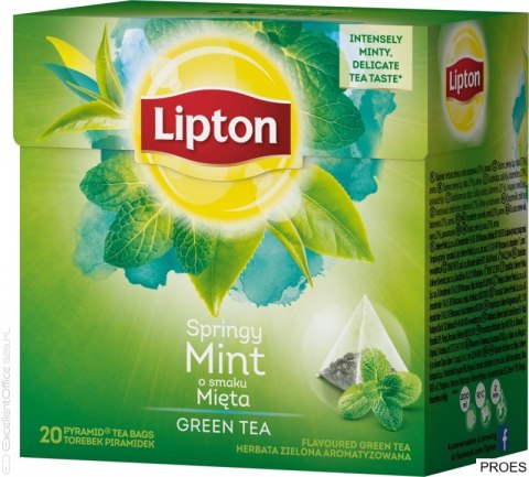 Herbata LIPTON PIRAMID GREEN TEA MIĘTA 20t zielona INTENSE MINT