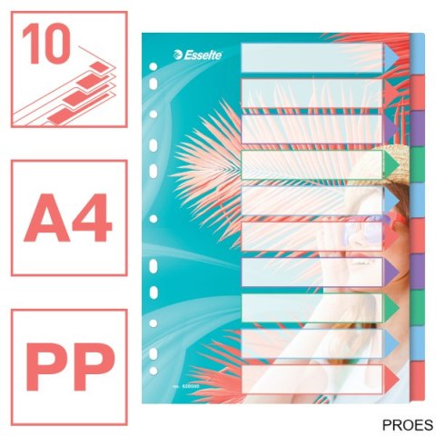 Przekładki Colour Breeze PP A4, 10 przekładek Esselte 628500
