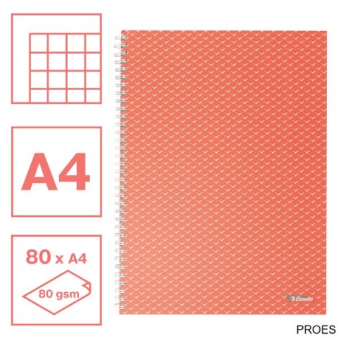 Kołonotatnik ColourBreeze A4, w kratkę, koralowy Esselte 628478 Kołonotatnik ColourBreeze A4, w kratkę, koralowy Esselte 628478