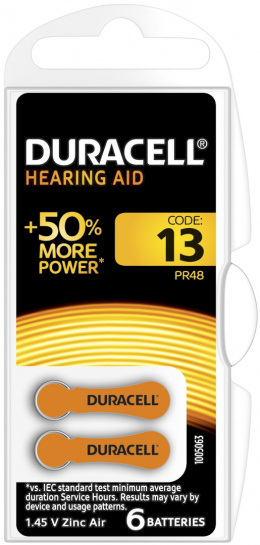 Baterie do aparatów słuchowych (6szt.) DURACELL 13/PR48 310mAh