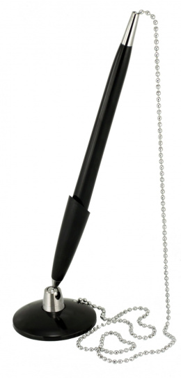 Długopis plastikowy z podstawką i metalowym łańcuszkiem czarny 0,7mm KAMPALA A01.2198.90