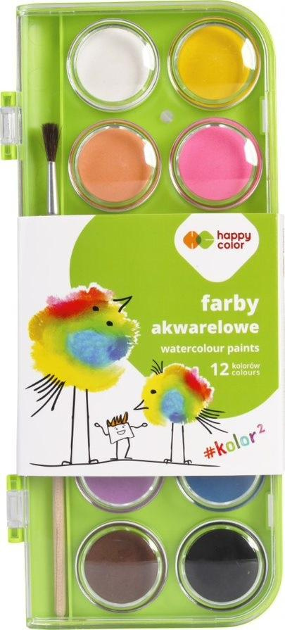 Farby akwarelowe Premium, zestaw 12 kolorów, Happy Color HA 3360 28KK-K12 Farby akwarelowe Premium, zestaw 12 kolorów, Happy Color HA 3360 28KK-K12