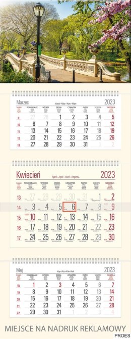 Kalendarz Trójdzielny z główką (T03) ALEJA - krem 2024 TELEGRAPH