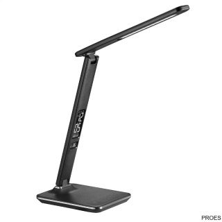 Lampka biurkowa czarna led Platinet 14W PDLU13 z zegarem, alarmem, termometrem i ładowarką USB