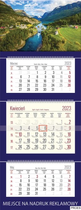Kalendarz Trójdzielny z główką (T12) WSCHÓD- granat 2024 TELEGRAPH