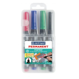 Marker permanentny kpl.4szt. mix Dry Safe Ink 8510 okrągła CENTROPEN (X)