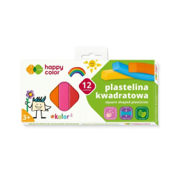 Plastelina szkolna kwadratowa, 12 kolorów, Happy Color HA 2114 K12