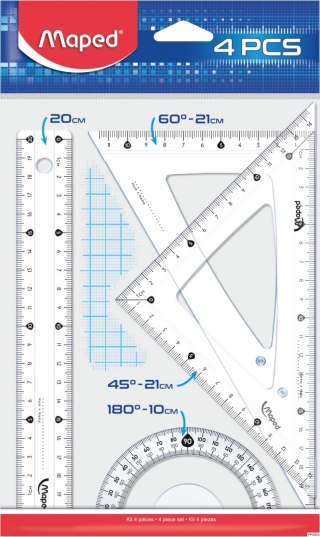 Komplet START MEDIOUM 242820 MAPED linijka 20cm+ekierka+kątomierz