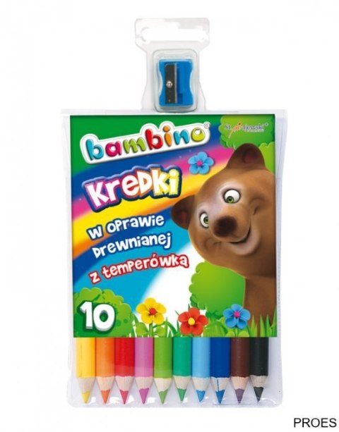 Kredki BAMBINO 10kol.w drewnie 15 cm + temperówka Kredki BAMBINO 10kol.w drewnie 15 cm + temperówka