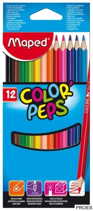Kredki trójkątne MAPED COLORPEPS 12kolorów 183212