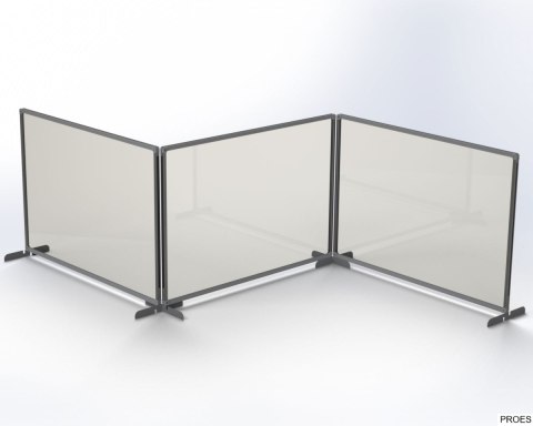 Osłona ochronna 60x65 pleksi bezbarwne, rama aluminiowa, metalowa podstawa srebrna Osłona ochronna 60x65 pleksi bezbarwne, rama aluminiowa, metalowa podstawa srebrna