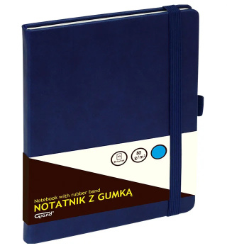 Notatnik GRAND z gumką A5/80 kartek, 80g/kratka, okładka niebieska, 150-1383