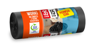 Worki na śmieci LDPE 35l (15) czarne z taśmą ANNA ZARADNA *8963